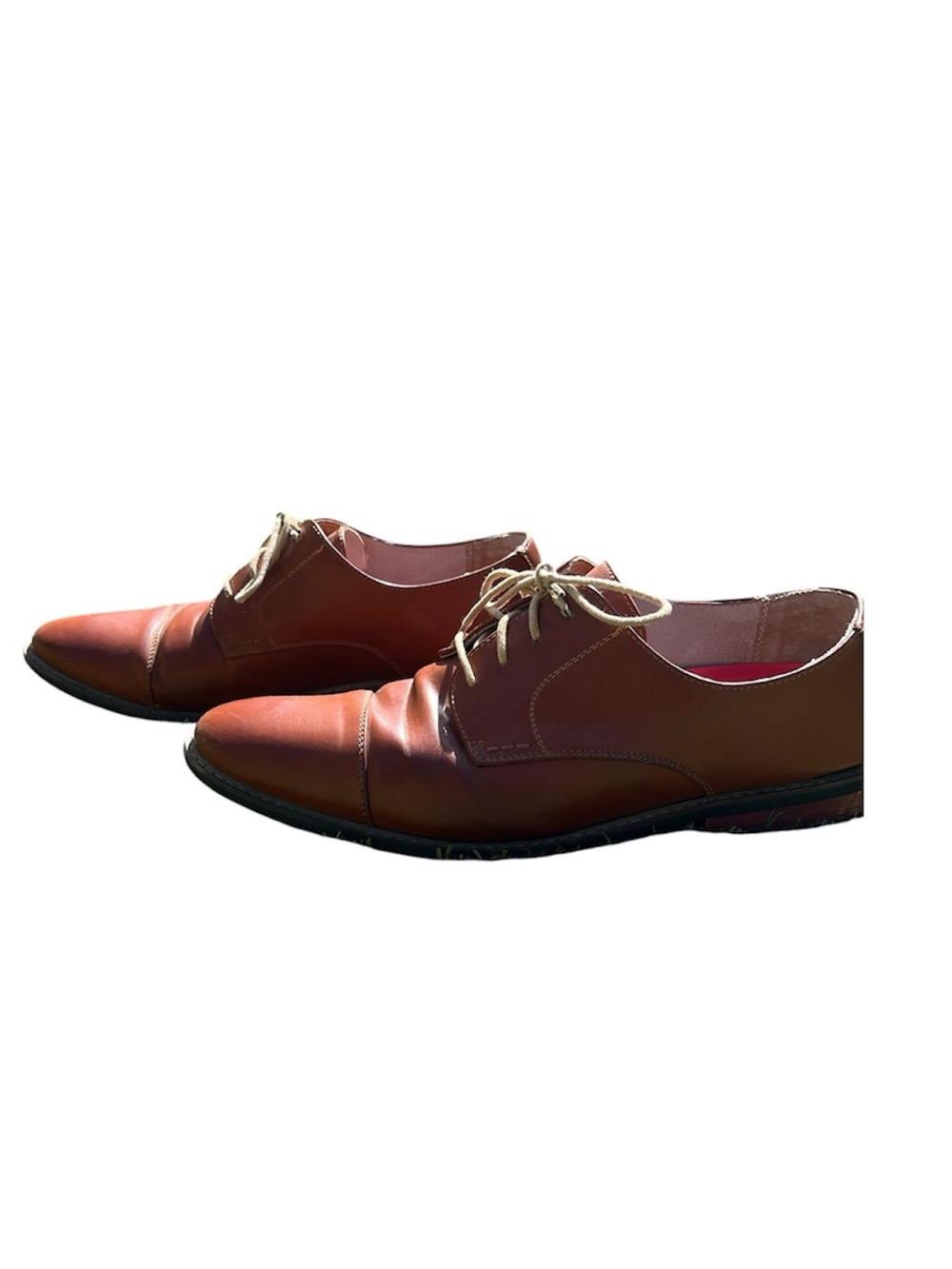 Classic Men's Brown Leather Dress Shoes with Laces. Size 14  Brown By Bruno Marc